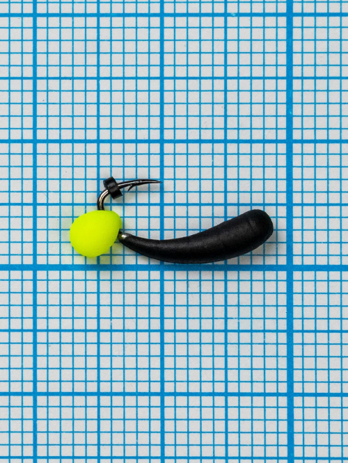 Мормышка Уралка Drops жёлтый Fluo (Uralka) 0,57/6, чёрный