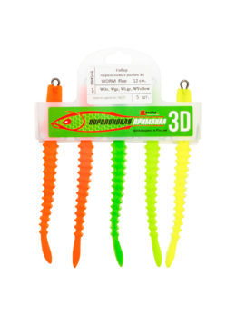 Набор поролоновых рыбок "3D Worm" 12см Fluo WOr, WOr, WGr, WLgr, WYellow