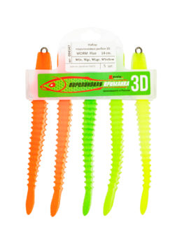 Набор поролоновых рыбок "3D Worm" 14см Fluo WOr, WOr, WGr, WLgr, WYellow