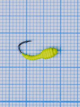Мормышка Личинка Куб (Larva Cube) 0,35/4, жёлтый Fluo +